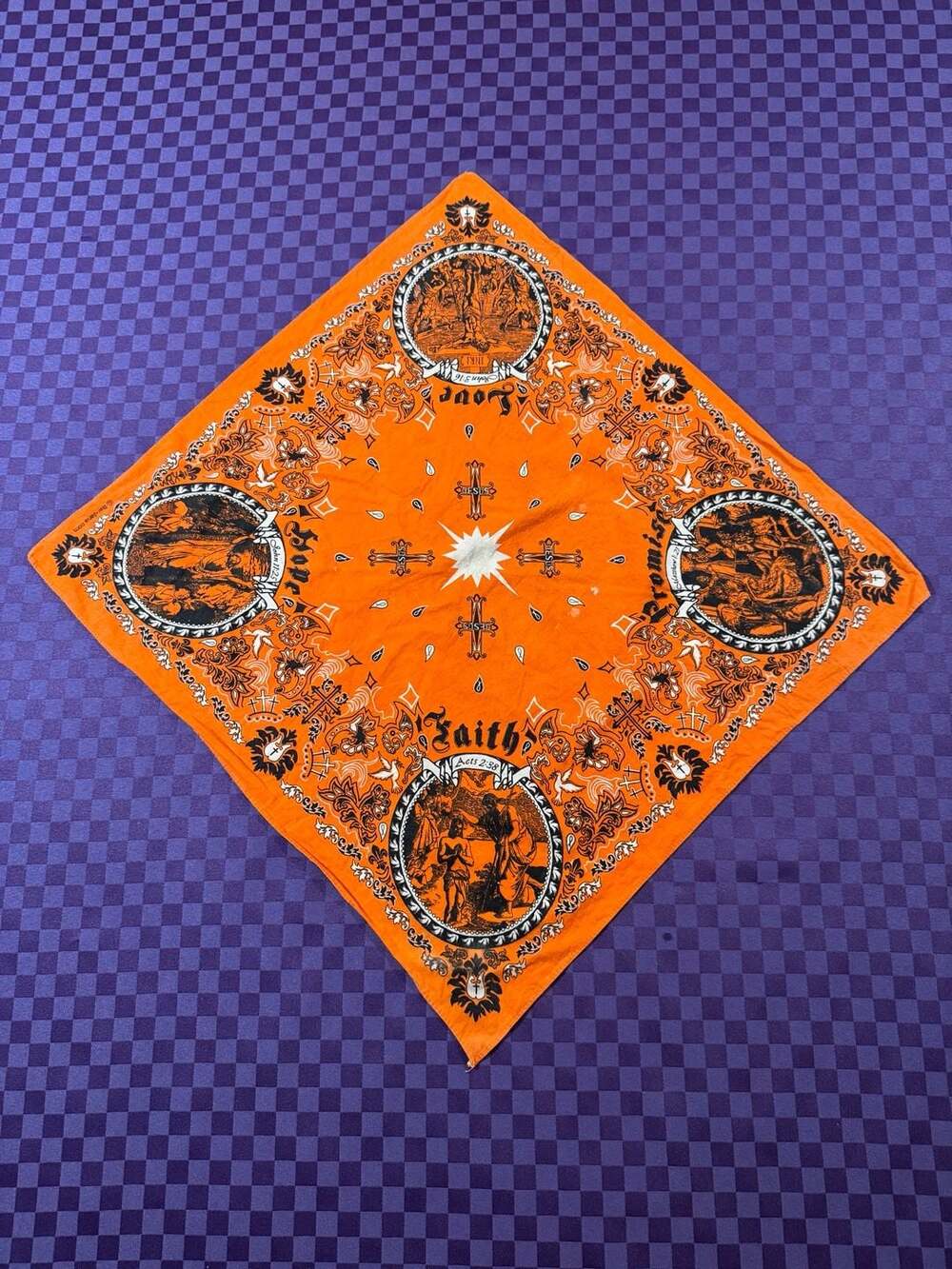 Jesus Christ - Christian Bandana - Orange - 22x22 Inch,